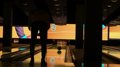 Young Stylish Man Playing Bowling Stock Footage 202310477