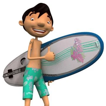 Young surfer with thumb up Stock Illustration