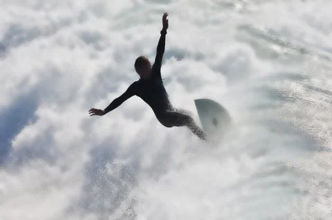 Young Surfer Wave Action Stock-Fotos