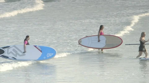 Young Surfers Class Stock Footage 49722706