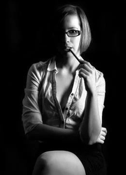 Young teacher in studio Stock Photos