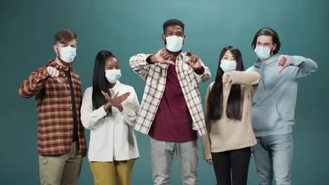 A young team of best friends doesn't advise this ampule with vaccine against Stock Footage 170675212