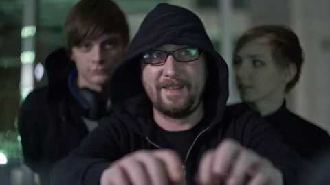 Young Team of Hackers Breaking Encryption Stock-Footage 76310812