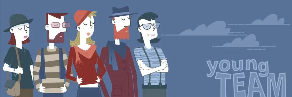 Young Team Stock Illustration