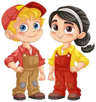 Young Technicians Ready for Work Stock Illustration