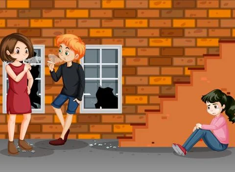 Young teens with bad behavior Stock Illustration