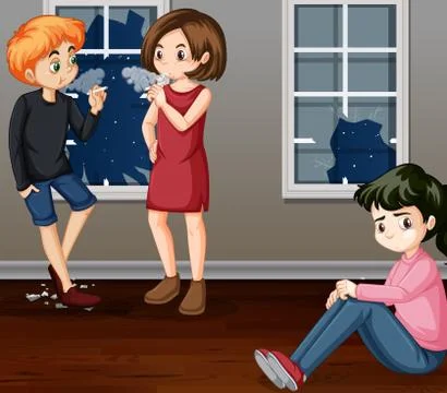 Young teens with bad behavior Illustrazione stock