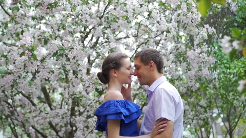 Young Tender Couple Touching Each Other in Spring Vídeo Stock 130731181