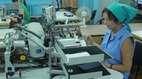 Young textile machinist Stock Footage 62522828