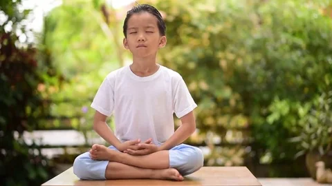 Young Thai boy practicing yoga in the park Stock-Footage 69217067