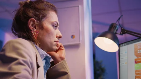 Young tired worker feeling sleepy in business office Stock Footage 233848807