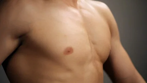 Young topless rolled man posing Stock Footage 98727827