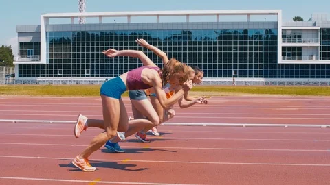 Young track athlete on start Video stock 113462408