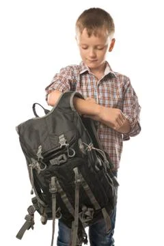 Young traveler man with a backpack. Stock-Fotos