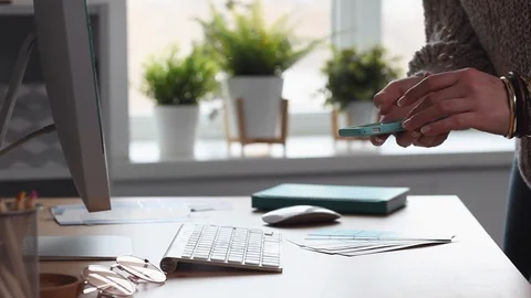 Young Trendy Designer Sends the Client the Color Samples Stock Footage 106749438