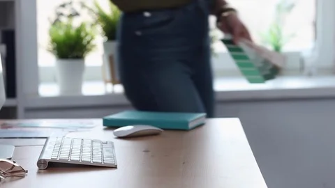 Young Trendy Designer Sends the Client the Color Samples Stock Footage 107249361