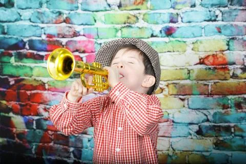 Young trumpeter Stock Photos
