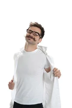 Young undressing man Stock Photos