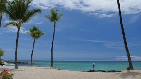 Young unrecognizeable boy gazes out to sea in Hawaii Stock Footage 64272301