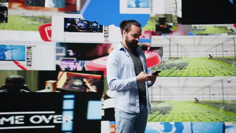 Young user enjoying online web connection on applications, Stock Footage 311306405