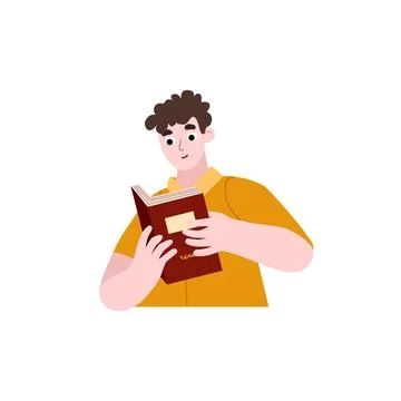 Young vector boy read book in the club Stock Illustration