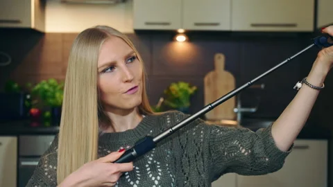 Young vlogger talking about selfie stick. Stock Footage 151960798