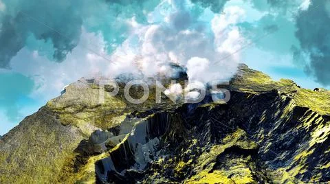 Young volcano being born Stock Illustration