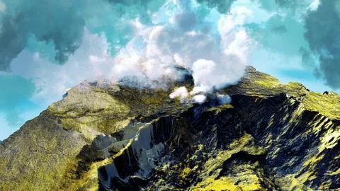 Young volcano being born Stock Illustration