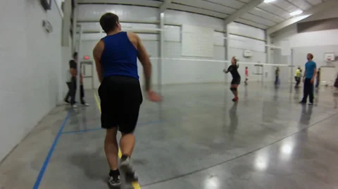Young Volleyball Player Practices Spiking Down the Line Stock Footage 33604696