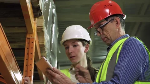 Young warehouse workers working together. Stock Footage 170779326