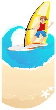 Young Windsurfer Stock Illustration