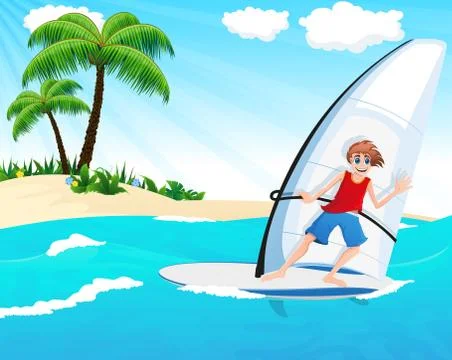 Young windsurfer Stock Illustration