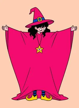 Young Witch with Star Pendant Stock Illustration
