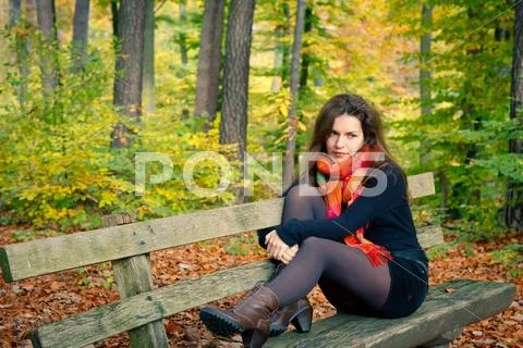 Young woman in autumn park Stock Photos