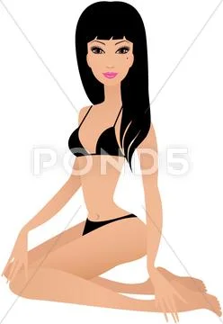 Young woman in a bathing suit Stock Illustration
