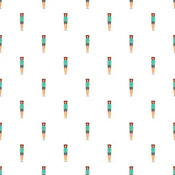 Young woman character pattern on white background Illustrazione stock