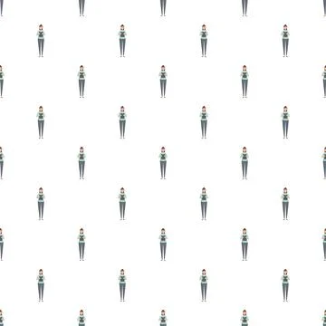 Young woman characters standing pattern white background イラスト素材