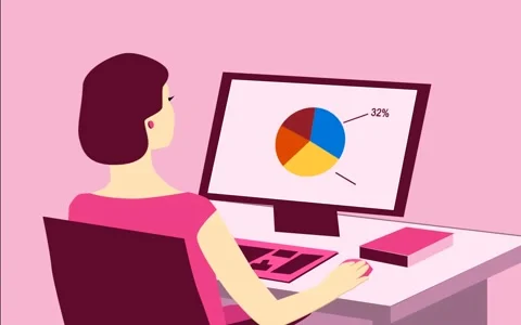 Young woman at the computer Stock After Effects