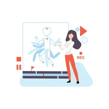 Young Woman Creating Responsive Web Application, Digital Content, Technology Stock Illustration