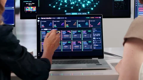 Young Woman Develops Advanced AI Models Using Laptop Stock Footage 341008548
