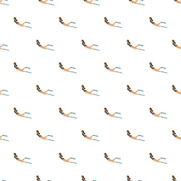 Young woman diving seamless pattern on white Stock Illustration