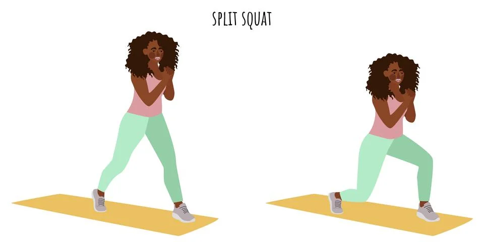 Young woman doing split squat exercise Stock Illustration