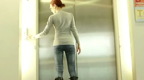 Young woman in elevator Video stock 22248433