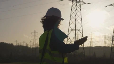 Young Woman engineer worker write on notebook. Slow motion footage. Electrica Stock Footage 149487577
