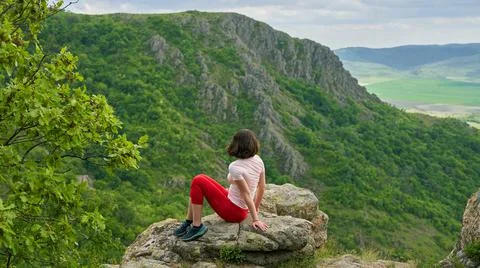 Young Woman Enjoying The View of Nature Stock Photos