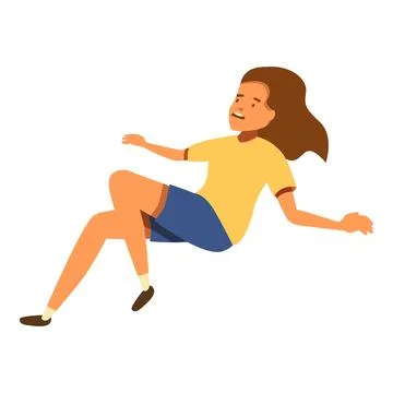Young woman falling down with scared face expression Stock Illustration