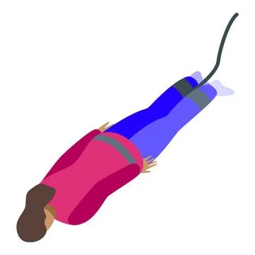 Young woman falling while bungee jumping in isometric view Stock Illustration