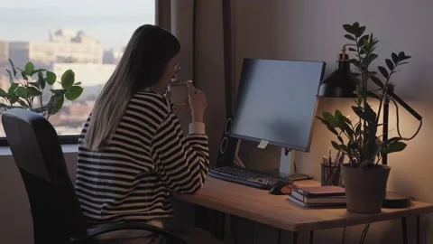 Young Woman Freelancer Working Remotely. Stock Footage 194569802