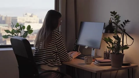 Young Woman Freelancer Working Remotely. Stock Footage 194570119