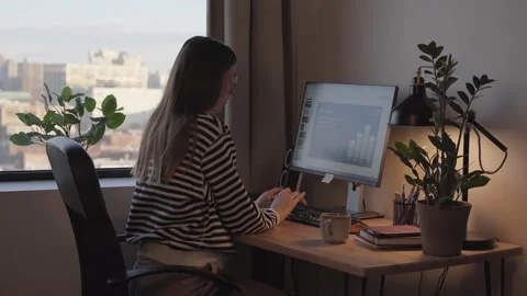 Young Woman Freelancer Working Remotely. Stock Footage 194570322